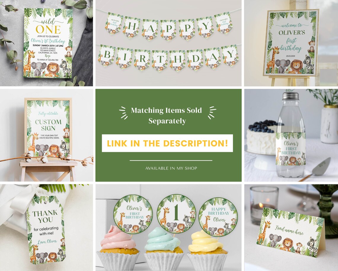 Dzm Sign EDITABLE Safari Birthday Party Sign, Wild One Party Decor, Jungle ...