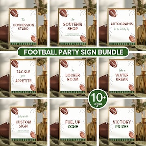 EDITABLE Football Party Sign Set, First Year Down Birthday Favor Table Sign Bundle, Boy Football Birthday Decor, Printable Template. F009