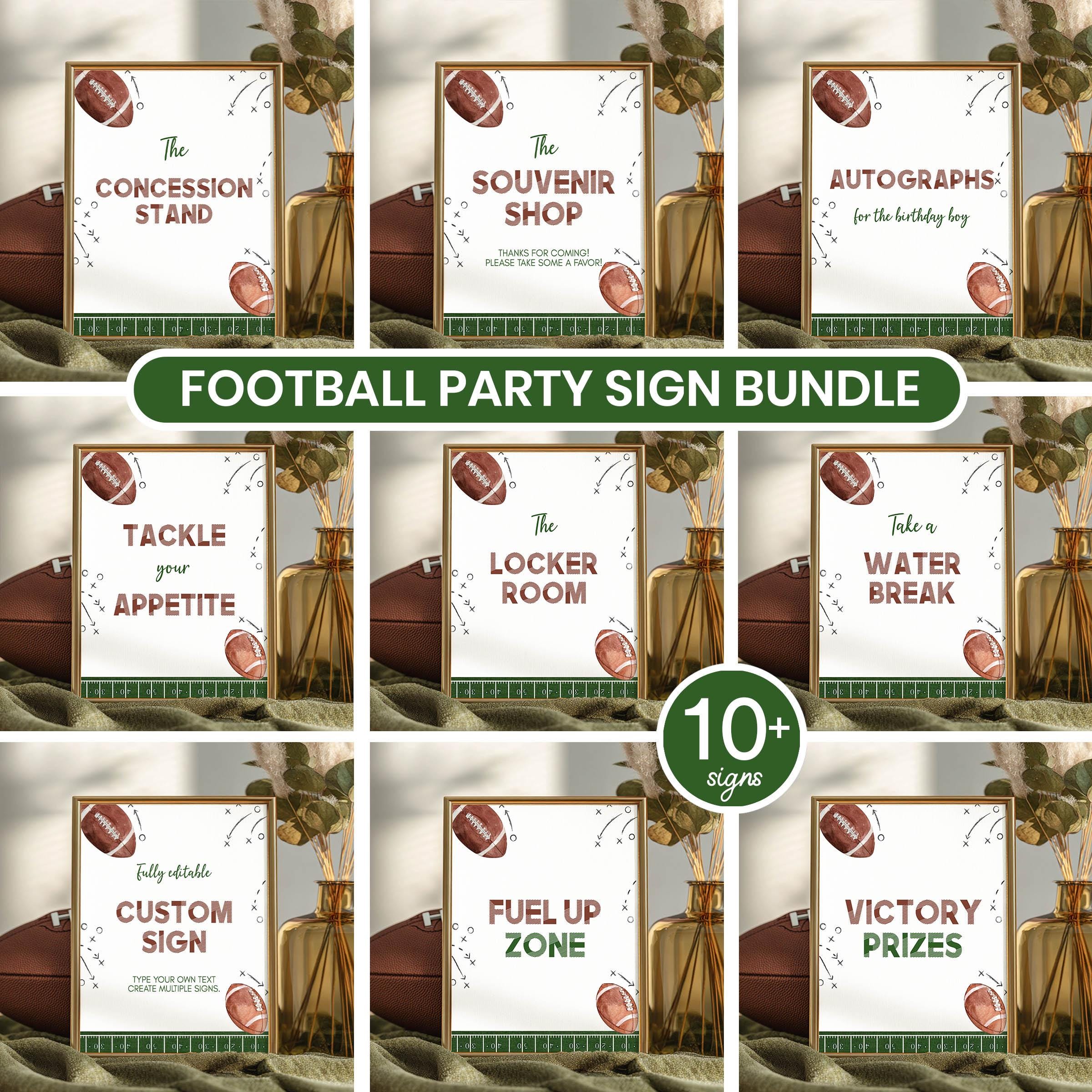 EDITABLE Football Party Sign Set, First Year Down Birthday Favor Table ...