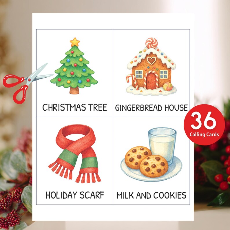 Christmas Bingo Game Printable for Kids, 50 Bingo Cards Party Game ...