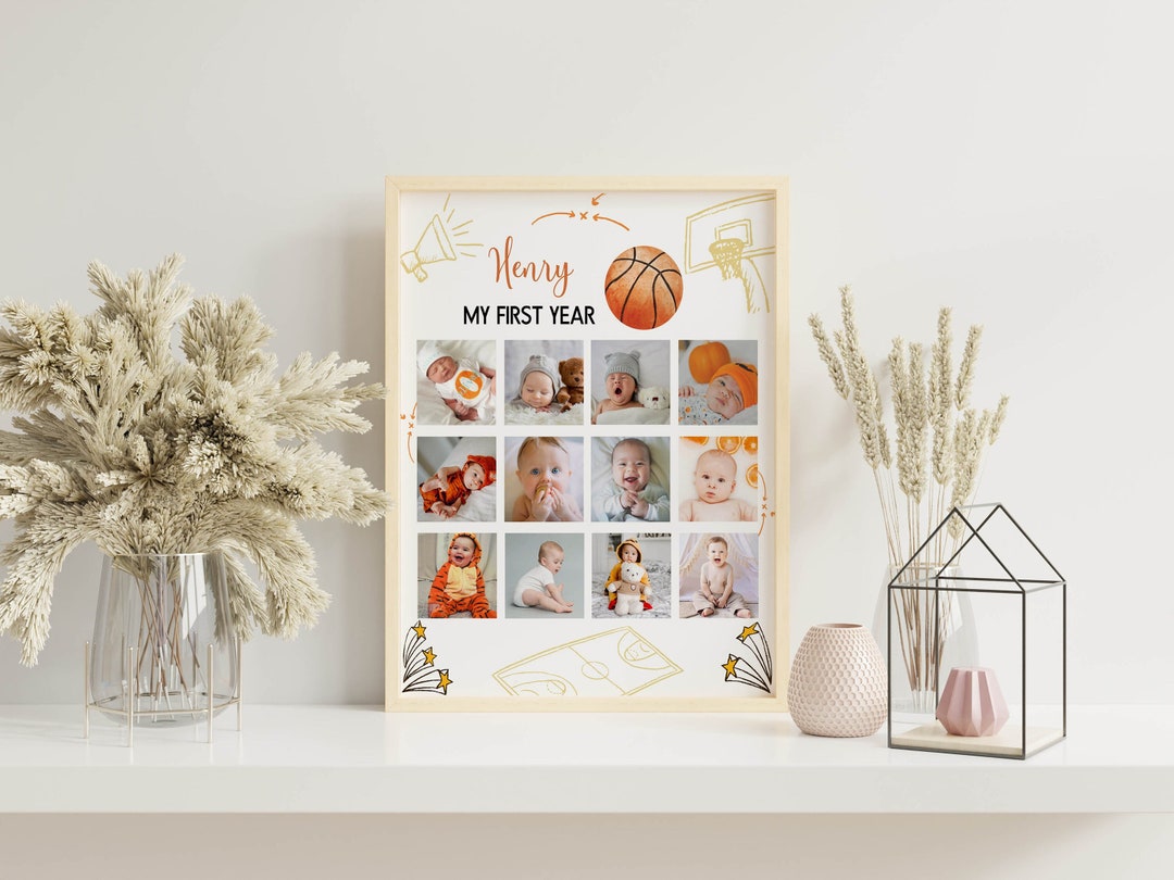 First Year Collage Math Editable First Year Photo Collage, 12 Month Photo Print, First Birthday ...