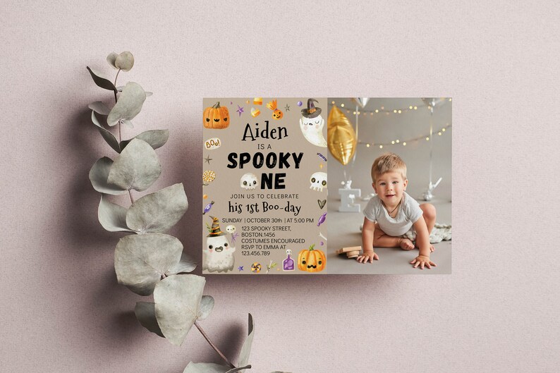 Editable Spooky One Birthday Invitation Halloween First - Etsy