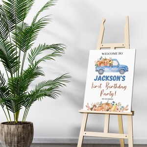 EDITABLE Our Little Pumpkin is Turning One Welcome Sign, Pumpkin Patch Birthday Party Decor, Boho 1st Birthday Sign, Printable Template P004