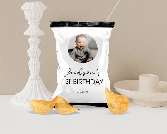 EDITABLE Minimal Birthday Favors Chip Bags, Modern Birthday Party Snack Bags,  Simple Birthday Party Favor, Printable Template. M004 -  Denmark