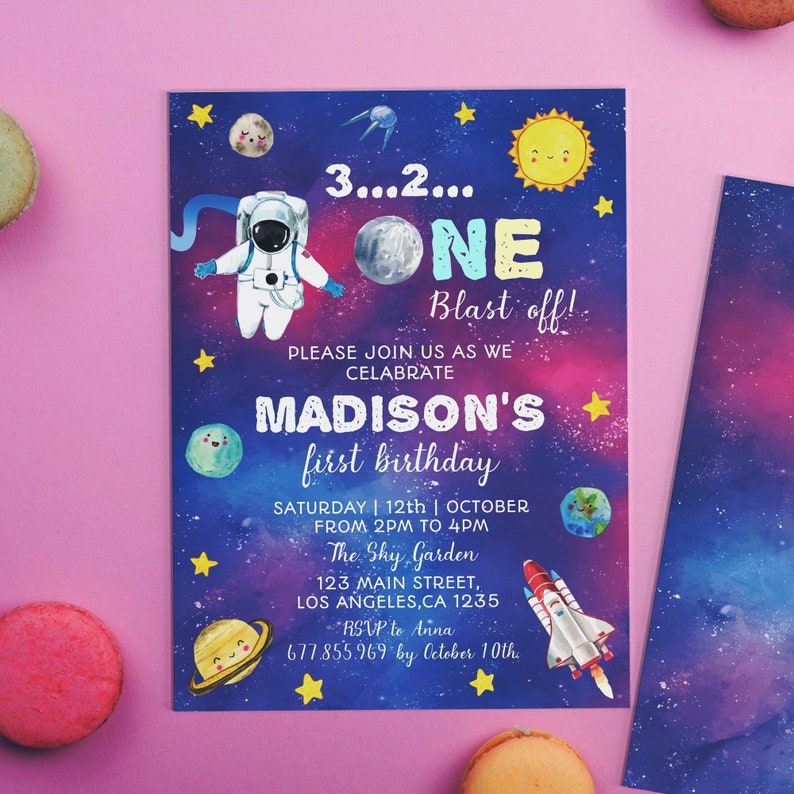 EDITABLE Space Birthday Party Invitation Astronaut Birthday Etsy