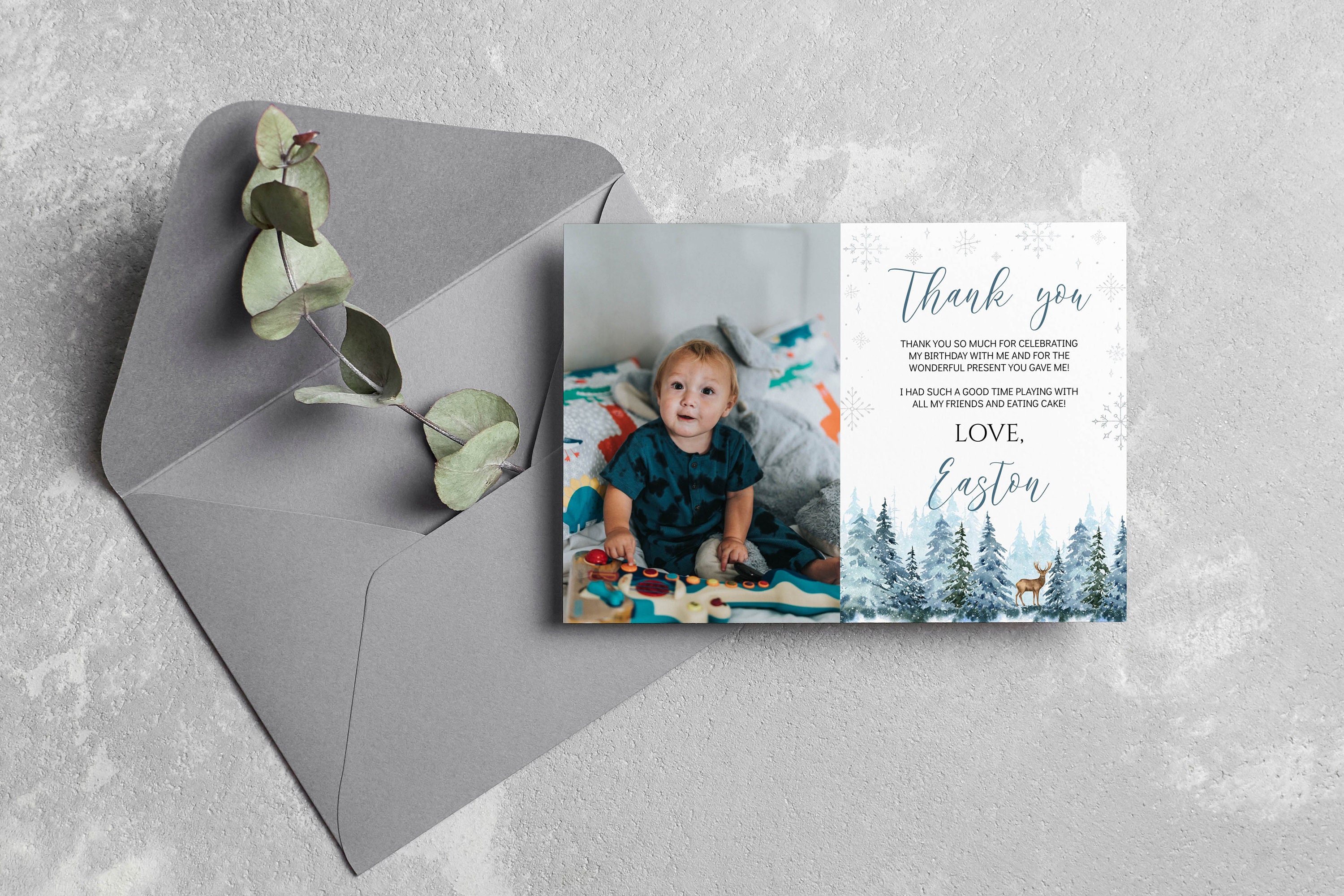 EDITABLE Winter Onederland Thank You Card, Winter 1st Birthday Thank ...