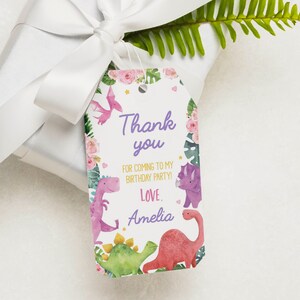 EDITABLE Dinosaur Birthday Party Favor Tag, Dinosaur 1st Birthday Thank You Tag, Dinosaur Birthday Party Decorations, Instant Download D006