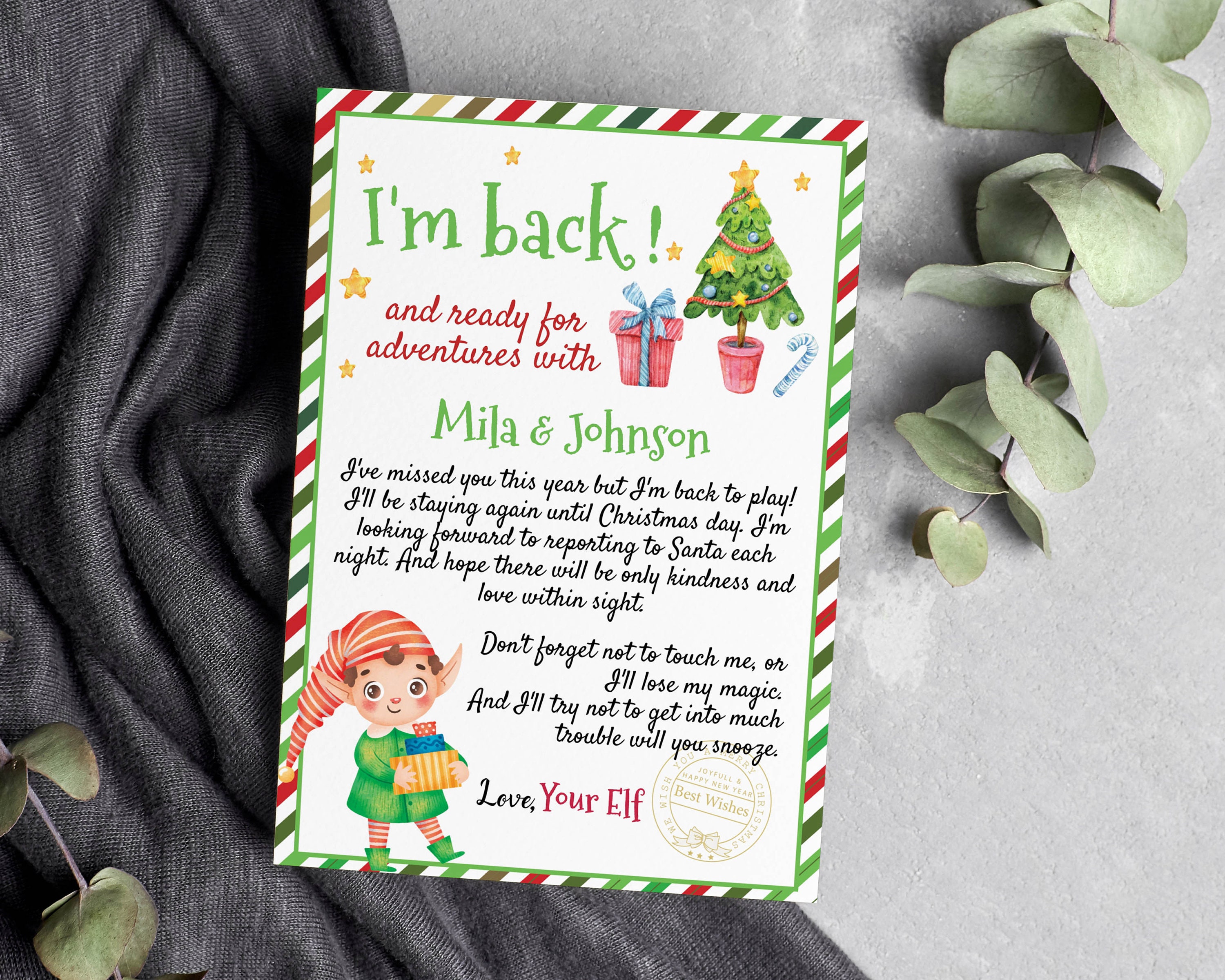 EDITABLE Elf Back Letter Elf Arrival Letter Etsy
