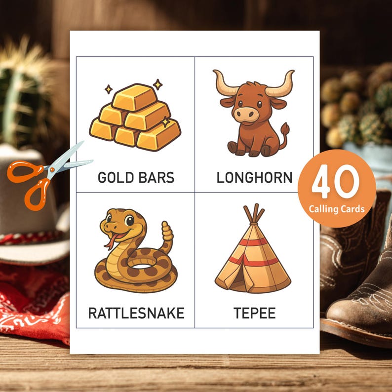 Wild West Bingo Printable Game | Cowboy Western Party Activity for Kids ...