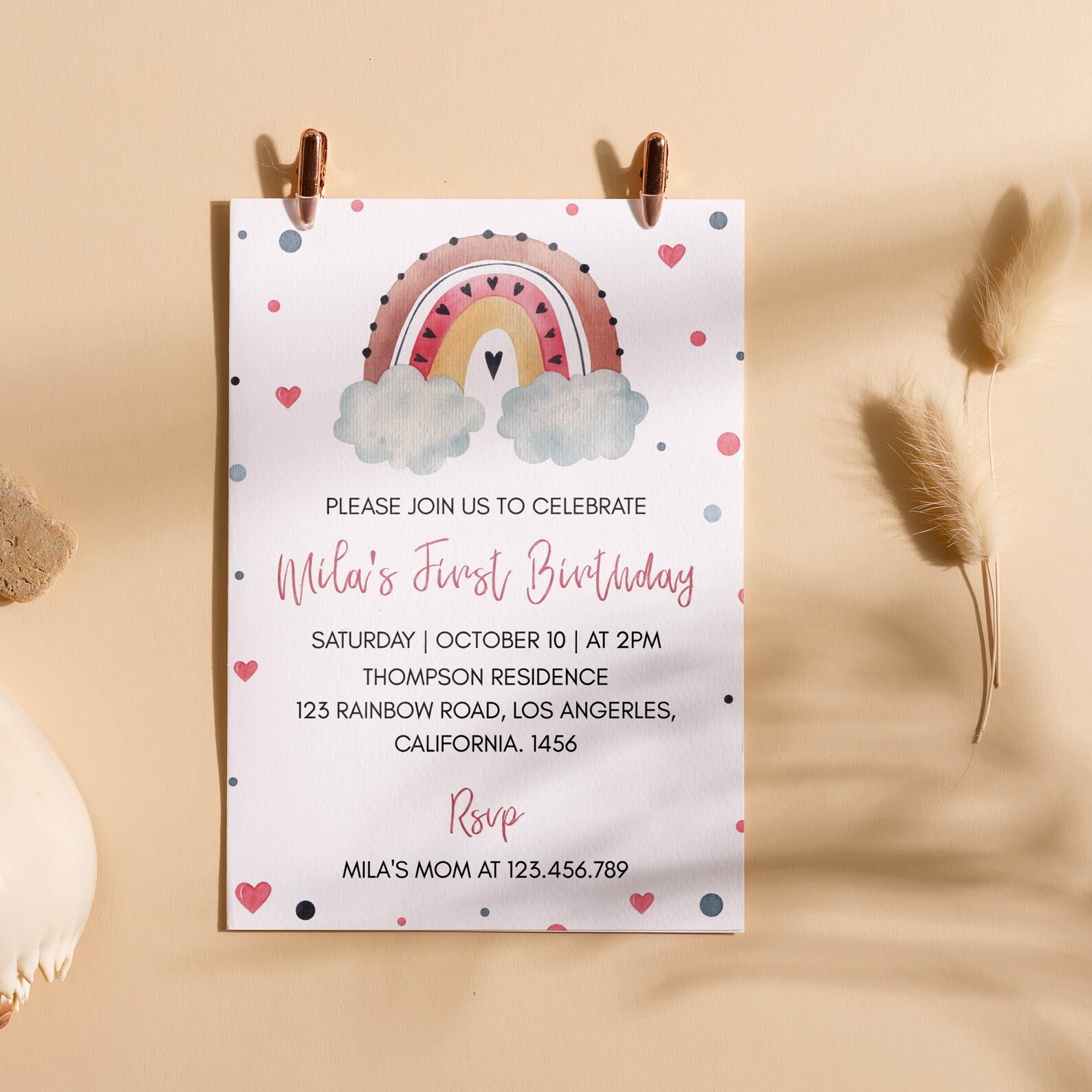 Rainbow Invitation Template Free