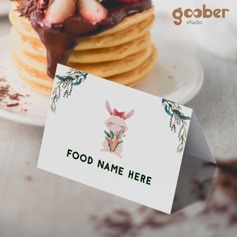 EDITABLE Food Tent Card Food Labels Rabbit Baby Girl Tent Etsy Canada