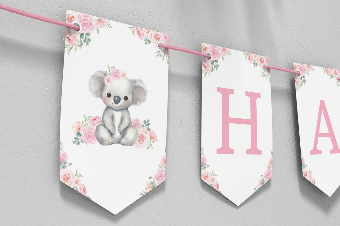 Editable Koala Birthday Banner Koala Party Decor Banner 1st Etsy
