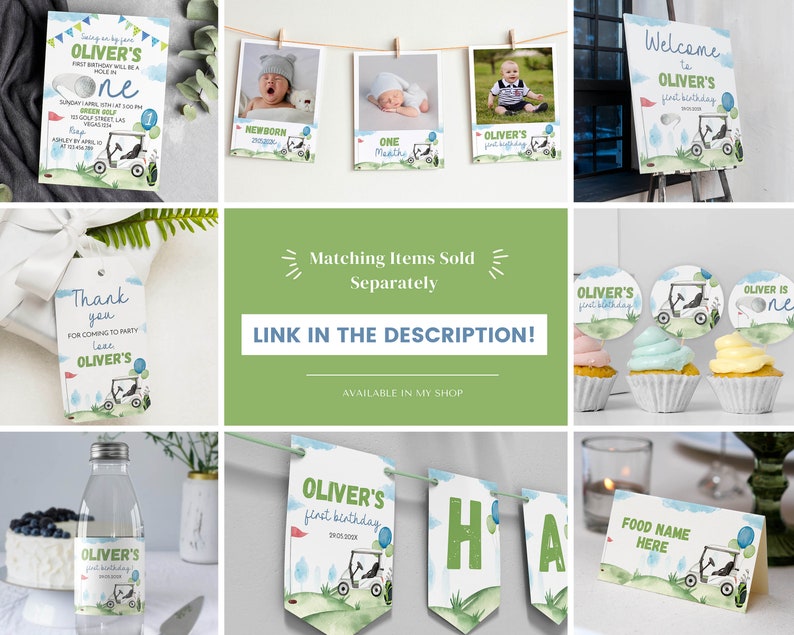 EDITABLE Golf Birthday Food Tent Card, Hole In One Birthday Food Name Card, Golf Theme Birthday Party Food Label, Printable Template. #G001 image 4