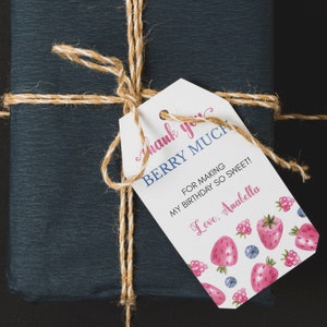 EDITABLE Berry First Birthday Thank You Tag Sweet Berry - Etsy