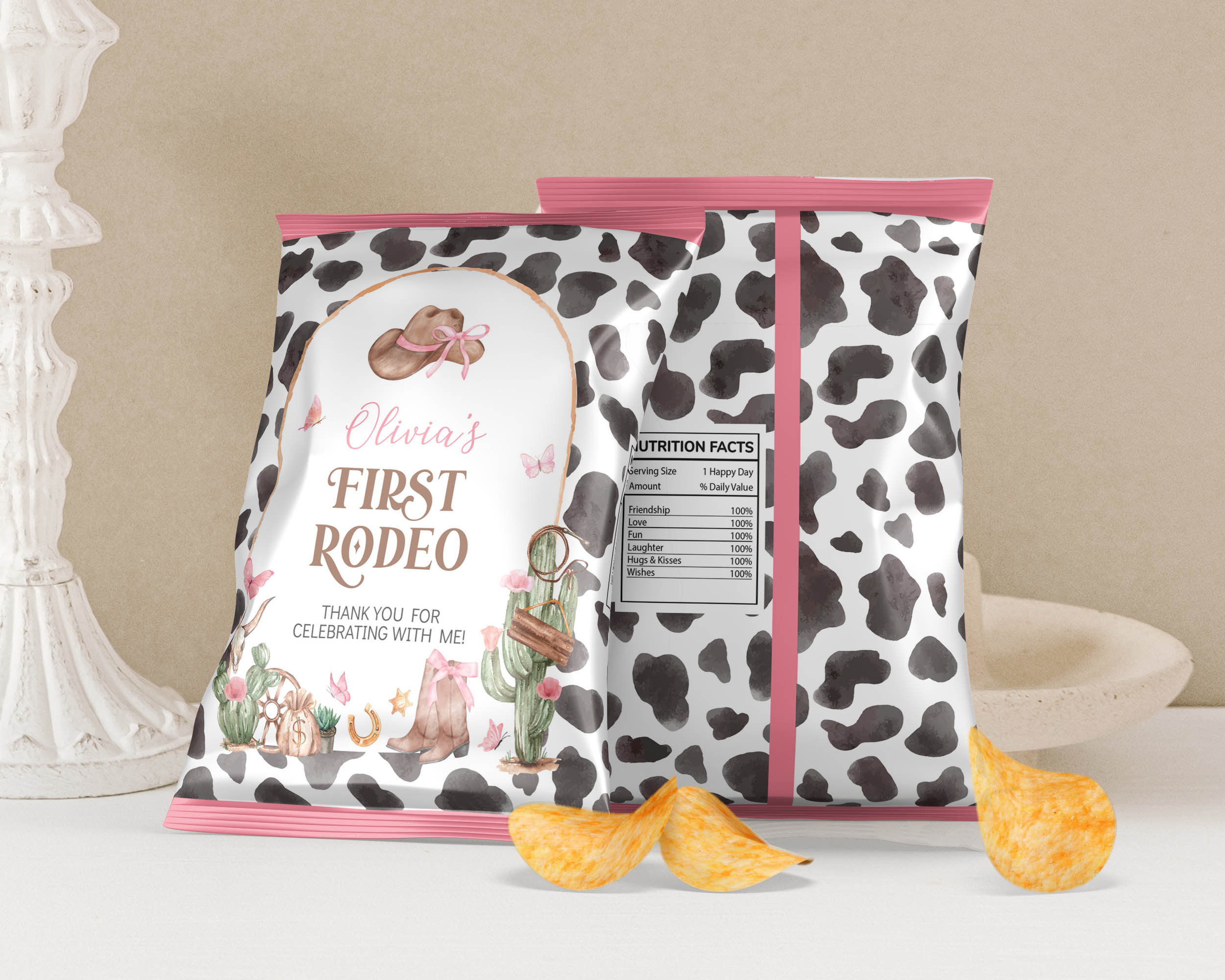 My First Rodeo Chip Bag EDITABLE My First Rodeo Birthday Chip Bags, Cowgirl First Birthday ...