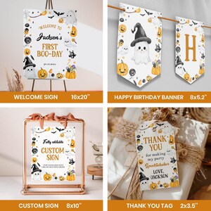 Editable Halloween 1st Birthday Party Decor Kit, Spooky One Birthday Invitation Bundle, Little Boo Birthday Package Instant Download. HA04 image 4