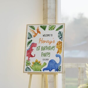 EDITABLE Dinosaur 1st Birthday Welcome Sign, Dinosaur Party Decor, Dinosaur Birthday Party Sign, Dino Birthday Sign, Printable Template D006