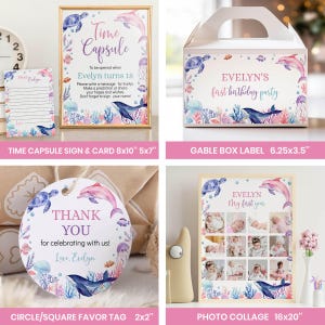 Editable Under The Sea Birthday Invitation Bundle, Ocean 1st Birthday Party Decor Kit, Oneder The Sea 1st Birthday Package, Printable. O004 image 7