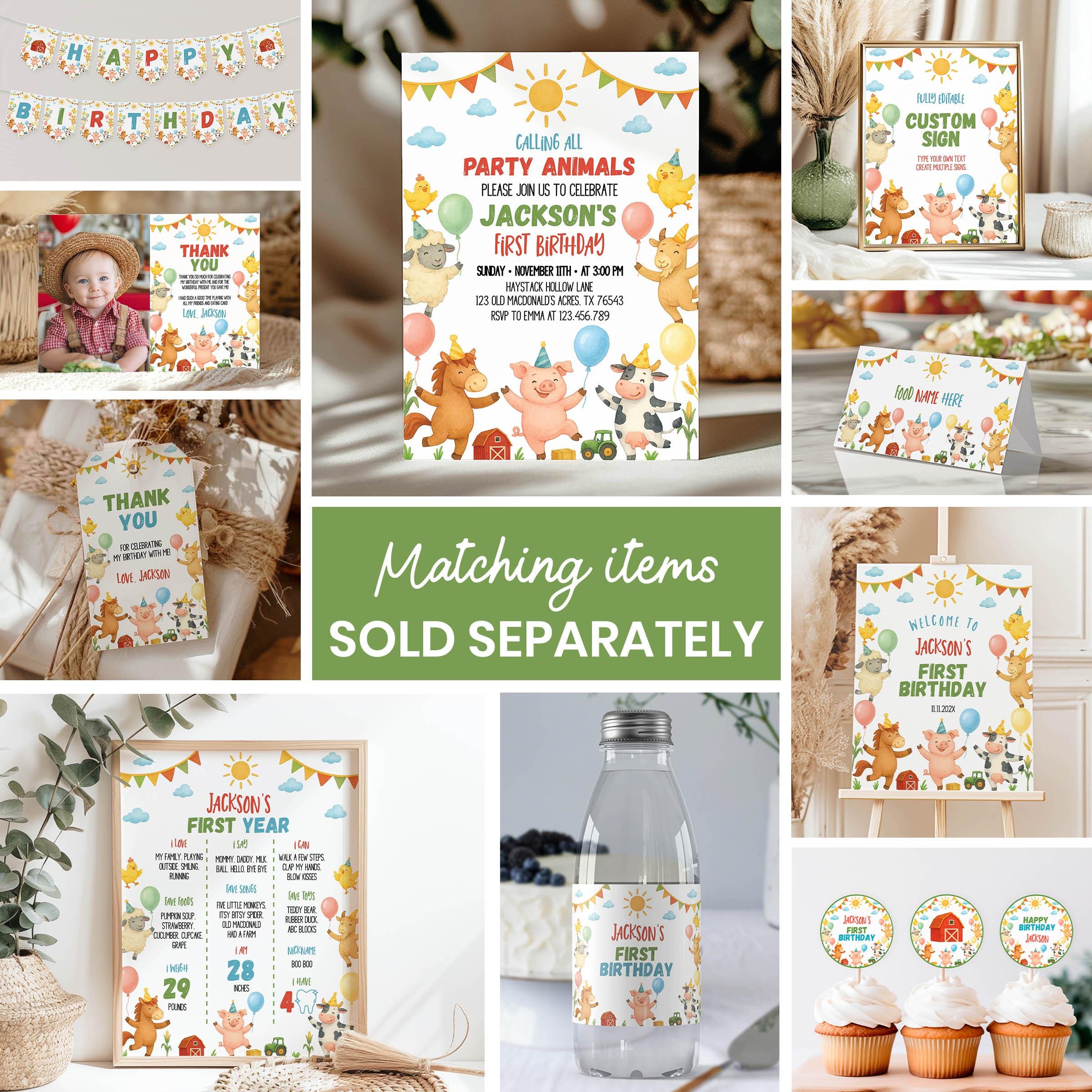 EDITABLE Farm Birthday Thank You Card, Farm Party Photo Thank You Card ...