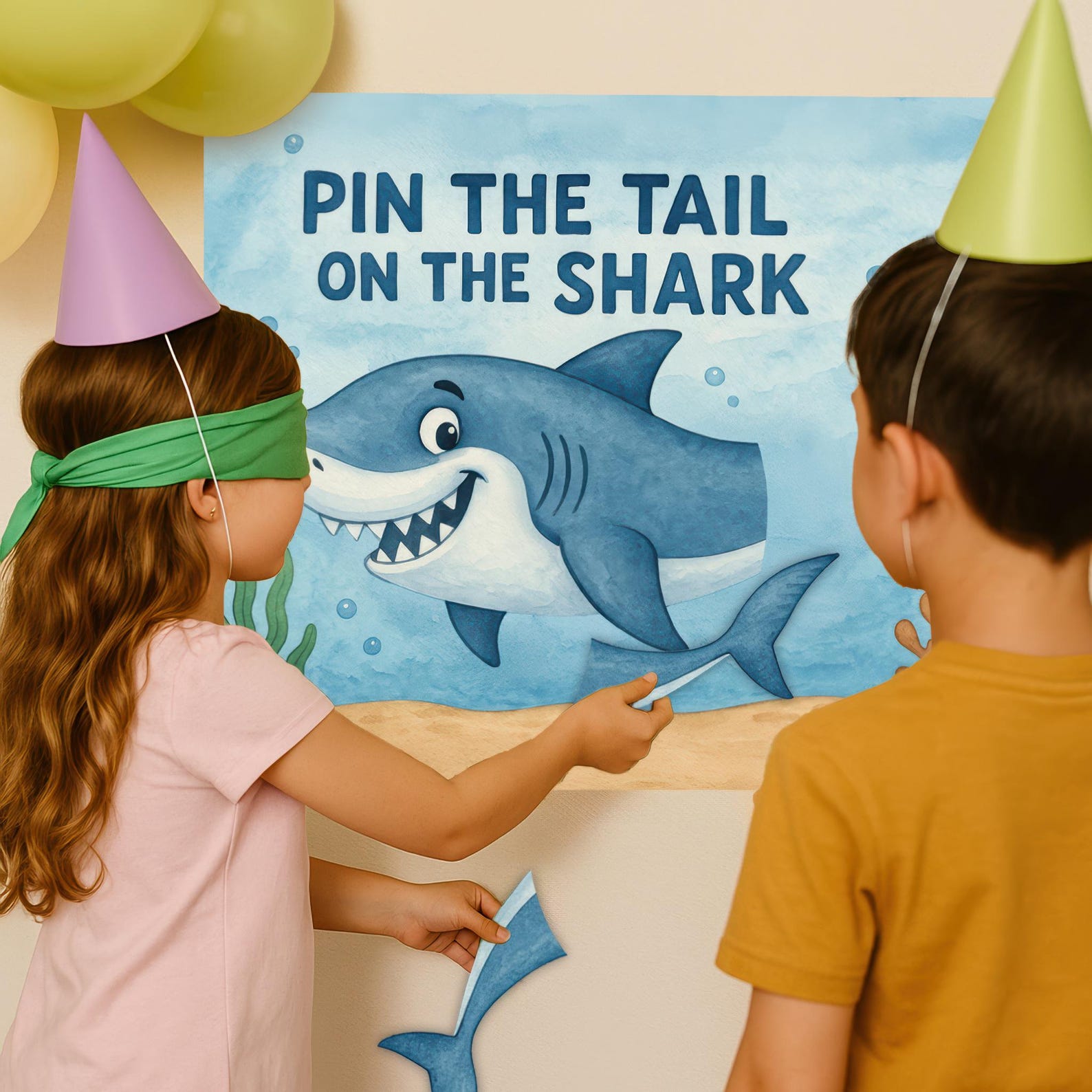 Pin the Tail on the Shark Printable Birthday Game – 16x20 Poster + Tail ...