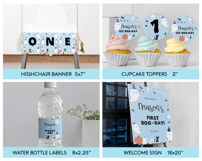 Editable Spooky One Birthday Invitation Bundle Halloween 1st - Etsy