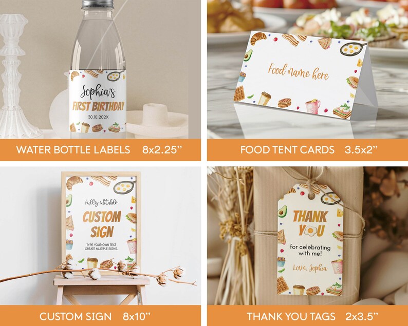 Editable Brunch Birthday Party Decor Kit, Breakfast Birthday Invitation ...