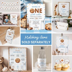 EDITABLE Milk and Cookies First Birthday Welcome Sign, Boy 1st Birthday Decor, One Sweet Cookie First Birthday Party Sign, Printable. C010 image 9