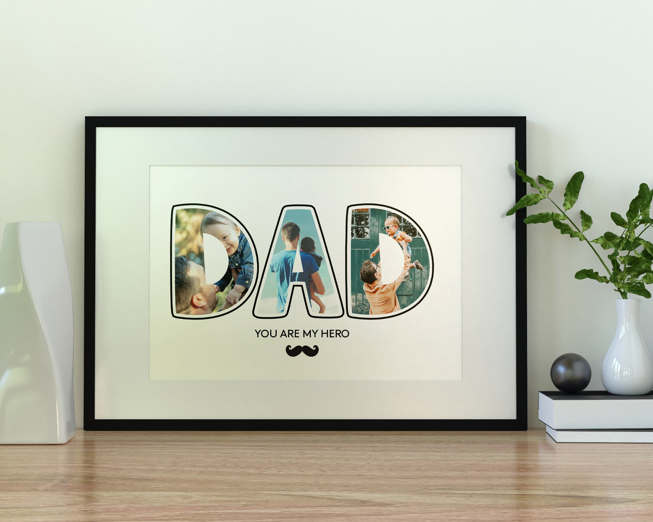 Dad Photo Collage Dad Photo Print Dad Superhero Frame Papa Etsy