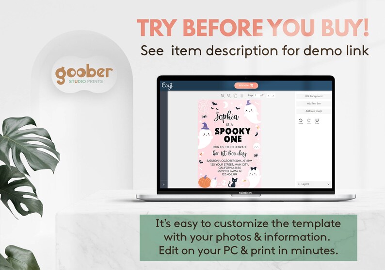 Editable Spooky One Birthday Invitation Halloween Invitation - Etsy
