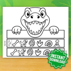 Geburtstagskrone mit Dinosauriern | Sofort Download DIY Partyhut für Kinder | Bearbeitbare Dinosaurier-Hutvorlage PDF | Lustiges T-Rex Handwerk für Kinder