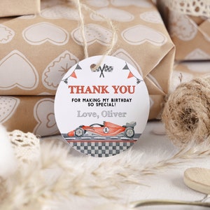 EDITABLE Race Car Birthday Thank You Tag, Fast One Favor Label, Race ...