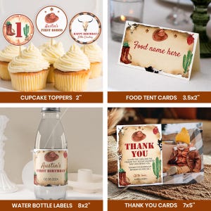 Paquete de invitaciones editables para mi primer cumpleaños de rodeo, kit para fiesta de primer cumpleaños de vaquero, paquete de decoración para cumpleaños del oeste, descarga instantánea. R007 imagen 6