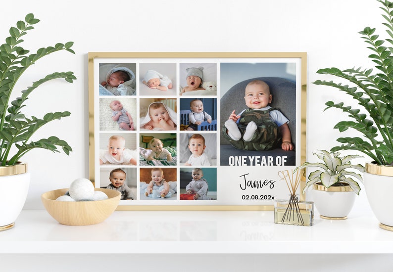 Editable First Year Photo Collage Baby First Year Poster 12 Etsy