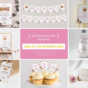 EDITABLE Milk and Cookies First Birthday Invitation, Girl 1st Birthday Party, One Sweet Cookie Printable Birthday Card. C010 image 4