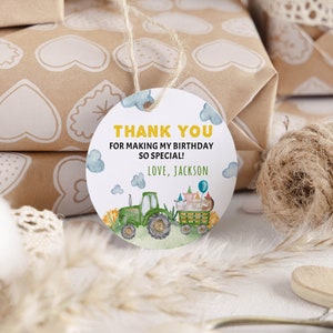 EDITABLE Tractor Birthday Thank You Tag Farm Birthday Favor - Etsy ...