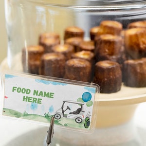EDITABLE Golf Birthday Food Tent Card, Hole In One Birthday Food Name Card, Golf Theme Birthday Party Food Label, Printable Template. #G001 image 2