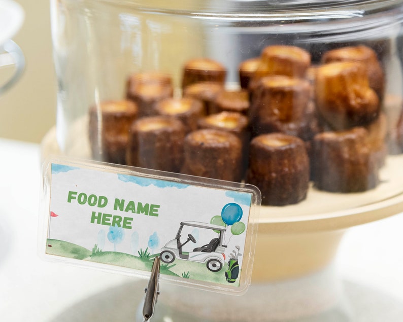 EDITABLE Golf Birthday Food Tent Card, Hole In One Birthday Food Name Card, Golf Theme Birthday Party Food Label, Printable Template. #G001 image 2