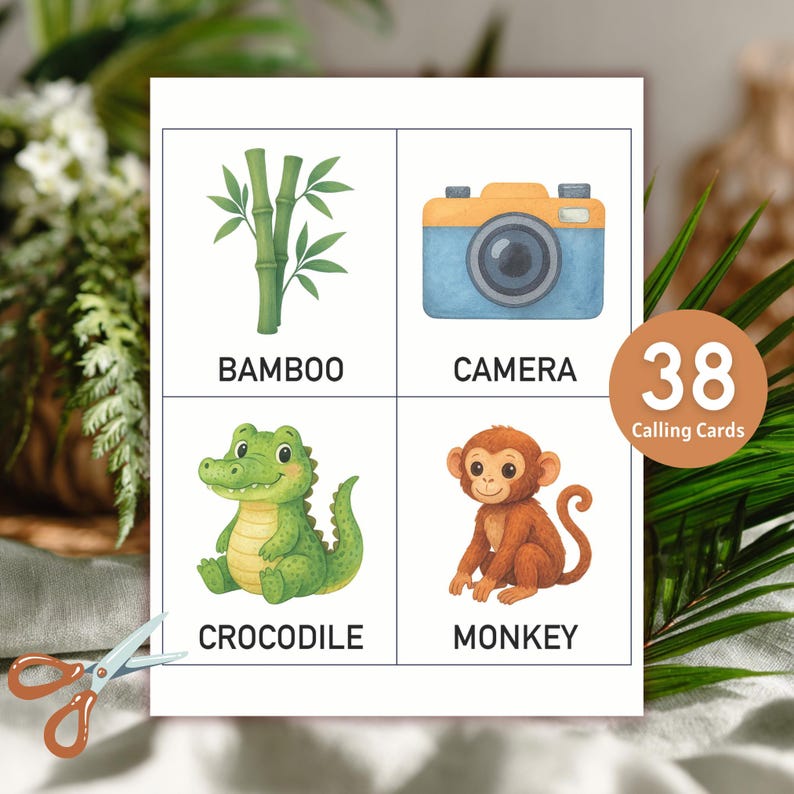 Jungle Bingo Game Printable, Safari Animal Bingo Set for Kids Party ...