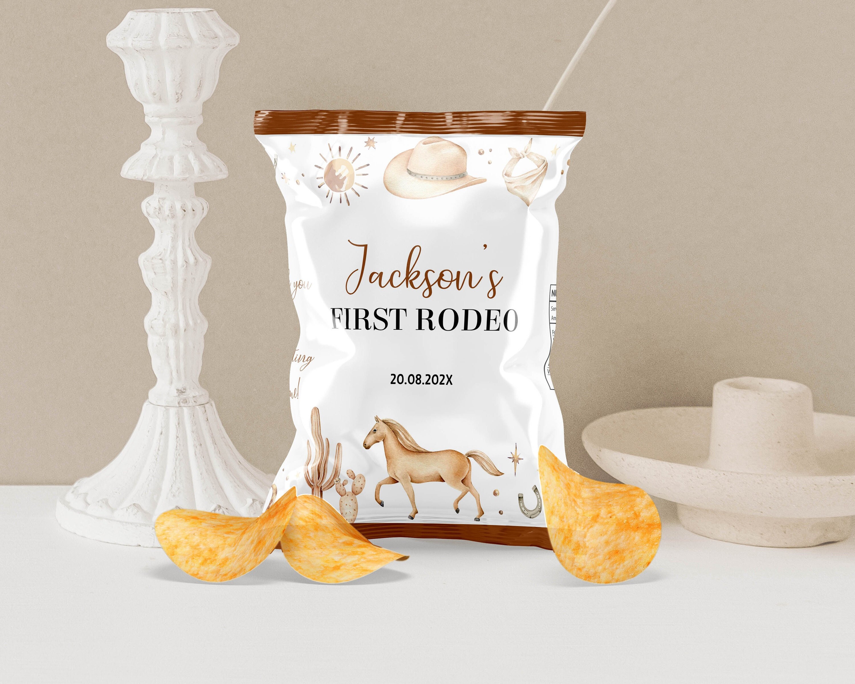 My First Rodeo Chip Bag EDITABLE My First Rodeo Birthday Chip Bags, Cowboy First Birthday Snack ...