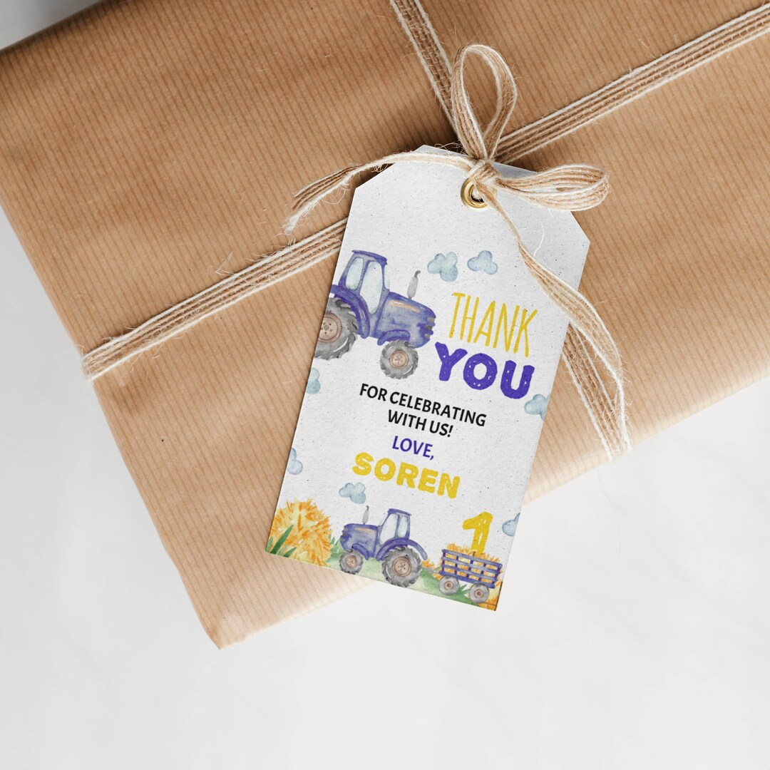 EDITABLE Blue Tractor Birthday Thank You Tag Tractor Birthday - Etsy Canada