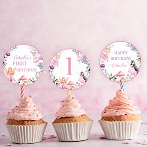 Editable Fairy Party Cupcake Topper, Fairy Princess Birthday Cupcake ...