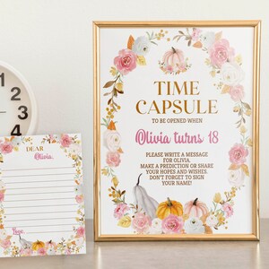 EDITABLE Boho Pumpkin Time Capsule Template, Pumpkin 1st Birthday Time Capsule & Cards, Girl Birthday Keepsake, Instant Download. P015