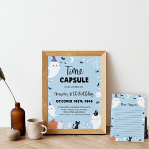 EDITABLE Spooky One Birthday Time Capsule Template, Halloween 1st Birthday Time Capsule Sign, Ghost Time Capsule Notes Instant Download HA01