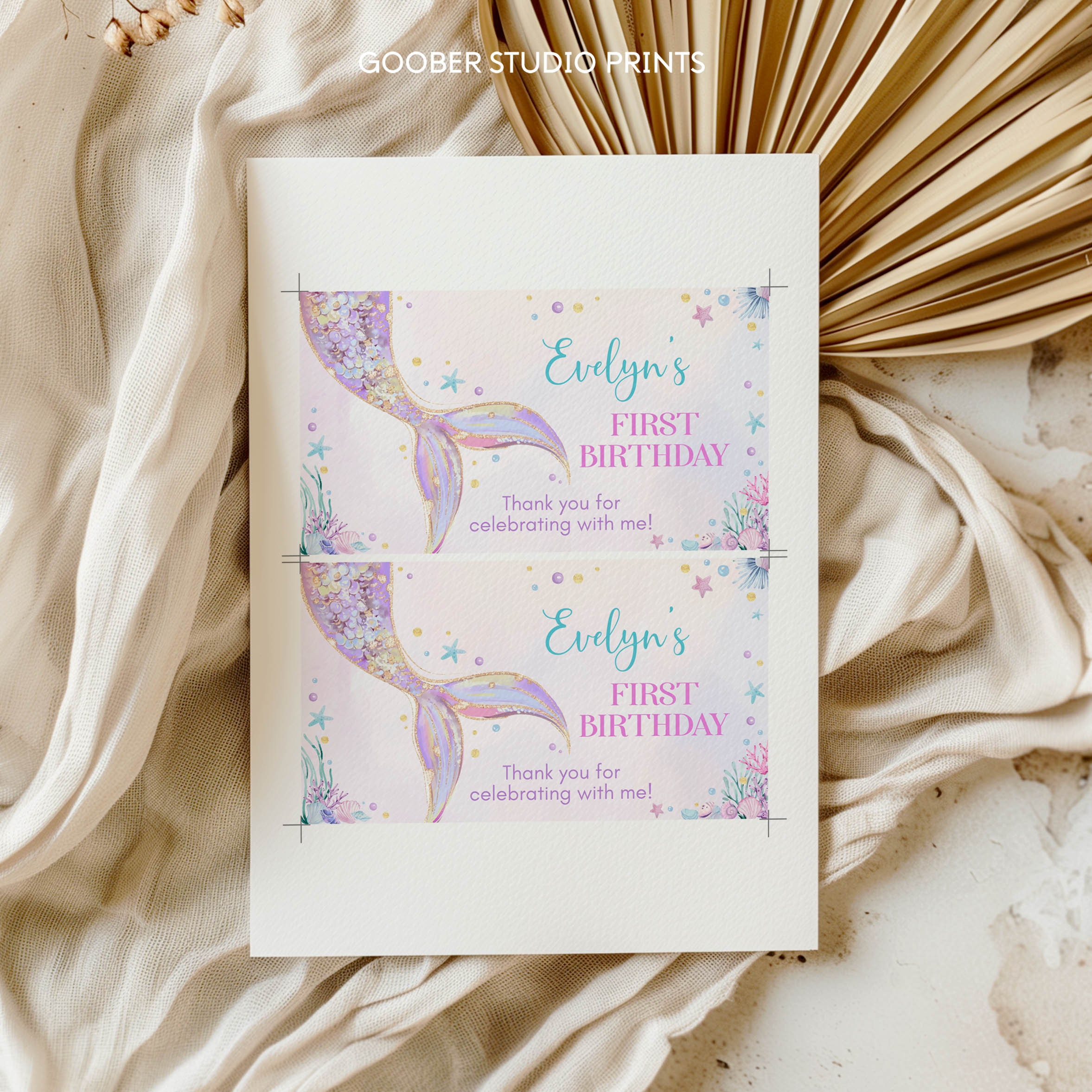 EDITABLE Mermaid Gable Gift Box Label, Pastel Mermaid Birthday Favor ...