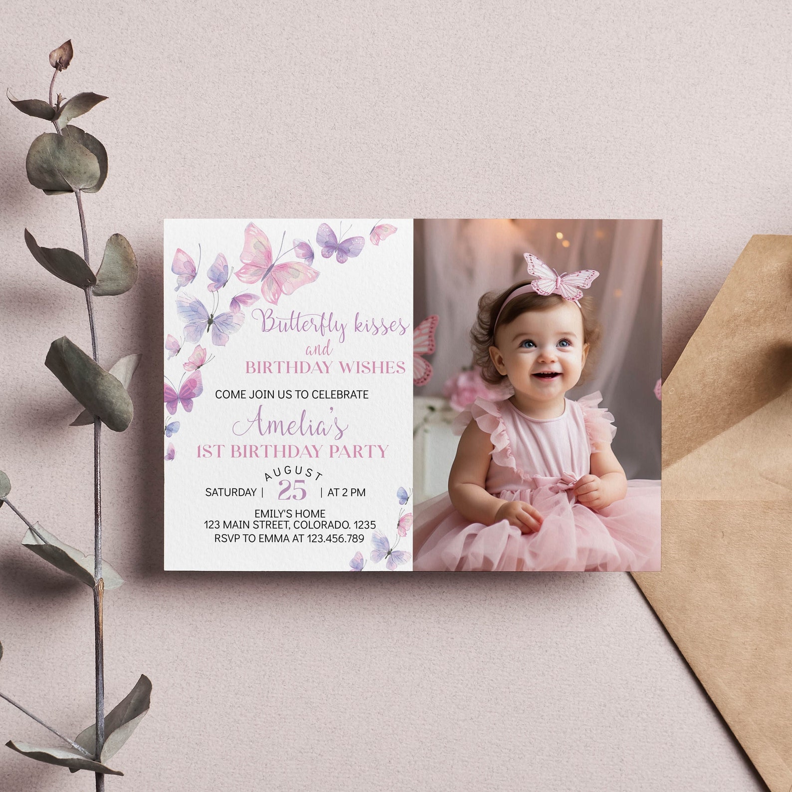 EDITABLE Butterfly Birthday Invitation, Flutter by Butterfly Party ...