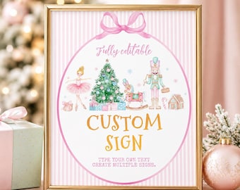 EDITABLE Winter Onederland Birthday Sign, Girl 1st Birthday Sign, Nutcracker & Sugar Plum Fairy Party Table Sign, Printable. N004