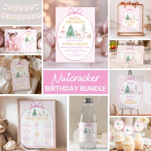 Winter Onederland Invitation Bundle, Girl 1st Birthday Decor Kit, Nutcracker Birthday Party Package, Instant Download