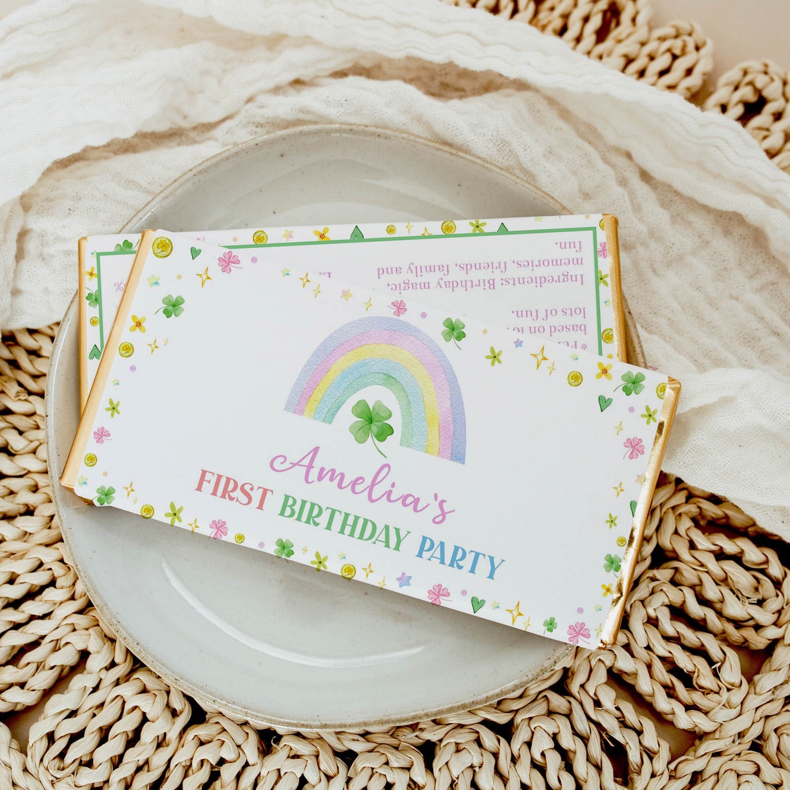 Wrapper Girl EDITABLE Lucky One Birthday Party Chocolate Wrapper, Girl 1st Birthday ...
