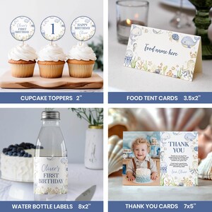 Puede incluir: Un conjunto de art&iacute;culos de fiesta con tem&aacute;tica oce&aacute;nica y criaturas marinas. Incluye tres adornos para cupcakes de 5,08 cm, una tarjeta de mesa de 8,89x5,08 cm, etiquetas para botellas de 20,32x5,08 cm y una tarjeta de agradecimiento de 17,78x12,7 cm.