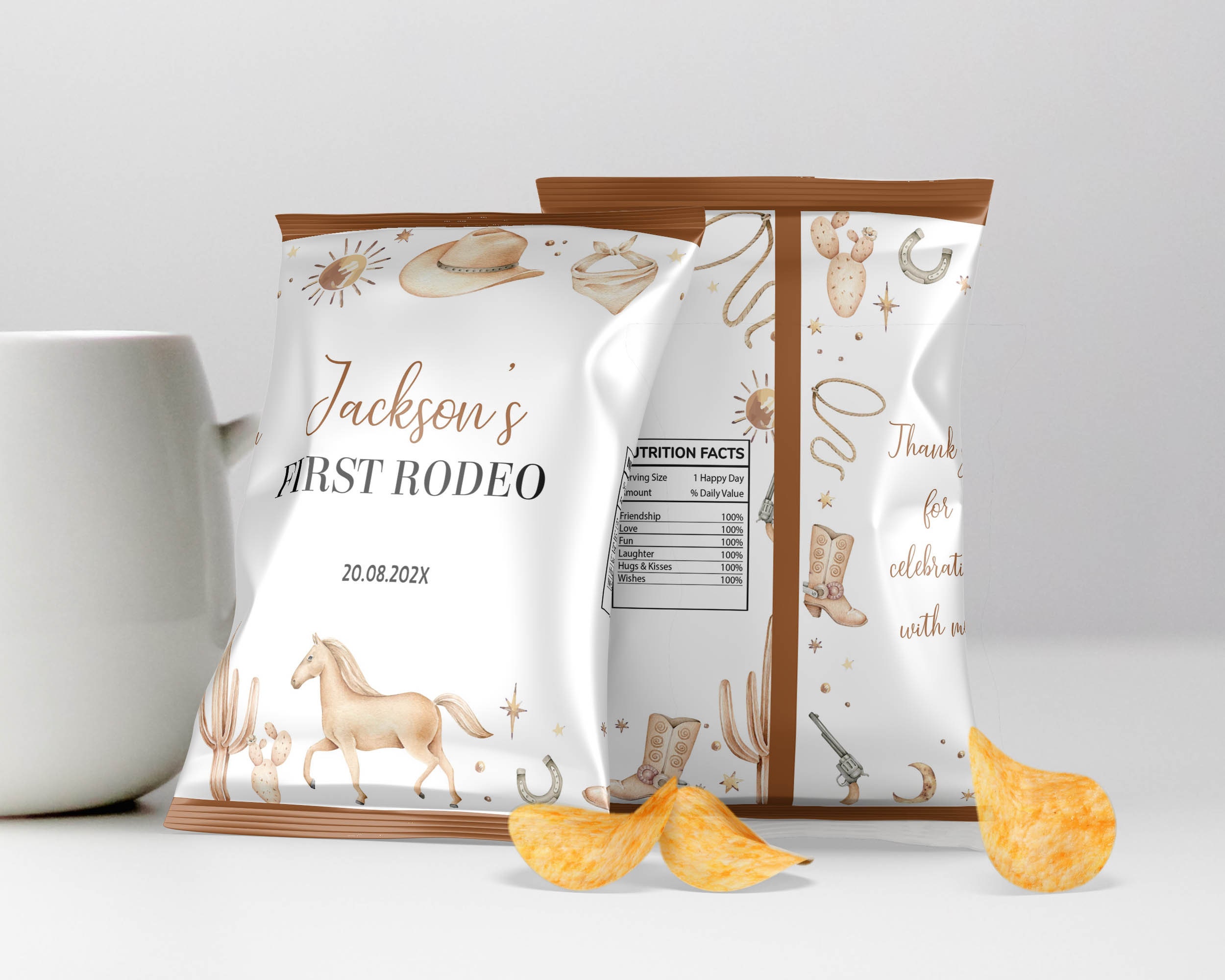 My First Rodeo Chip Bag EDITABLE My First Rodeo Birthday Chip Bags, Cowboy First Birthday Snack ...
